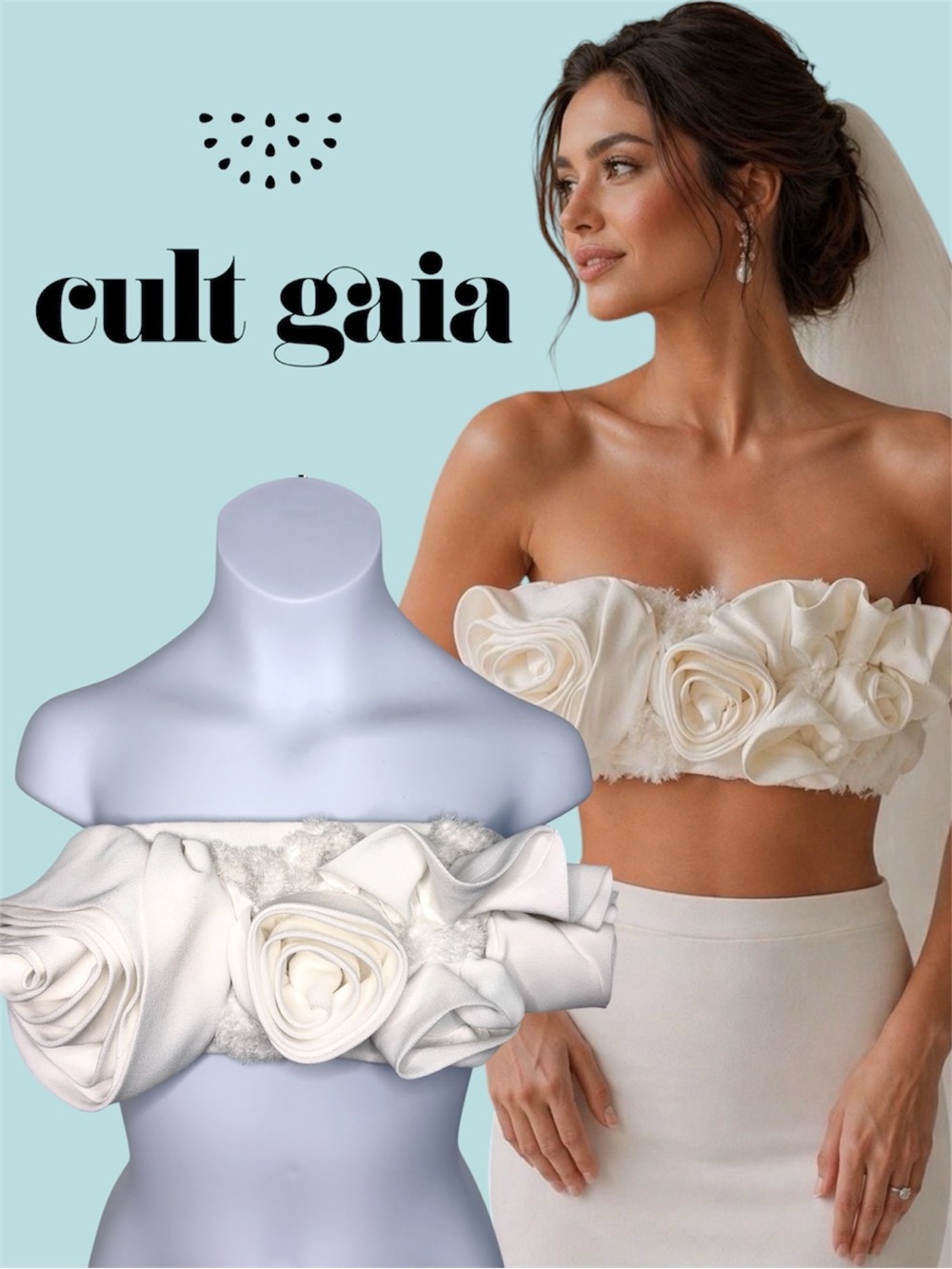 NWT Cult Gaia Off White Simi Bandeau Top Womens Bridal XS & S